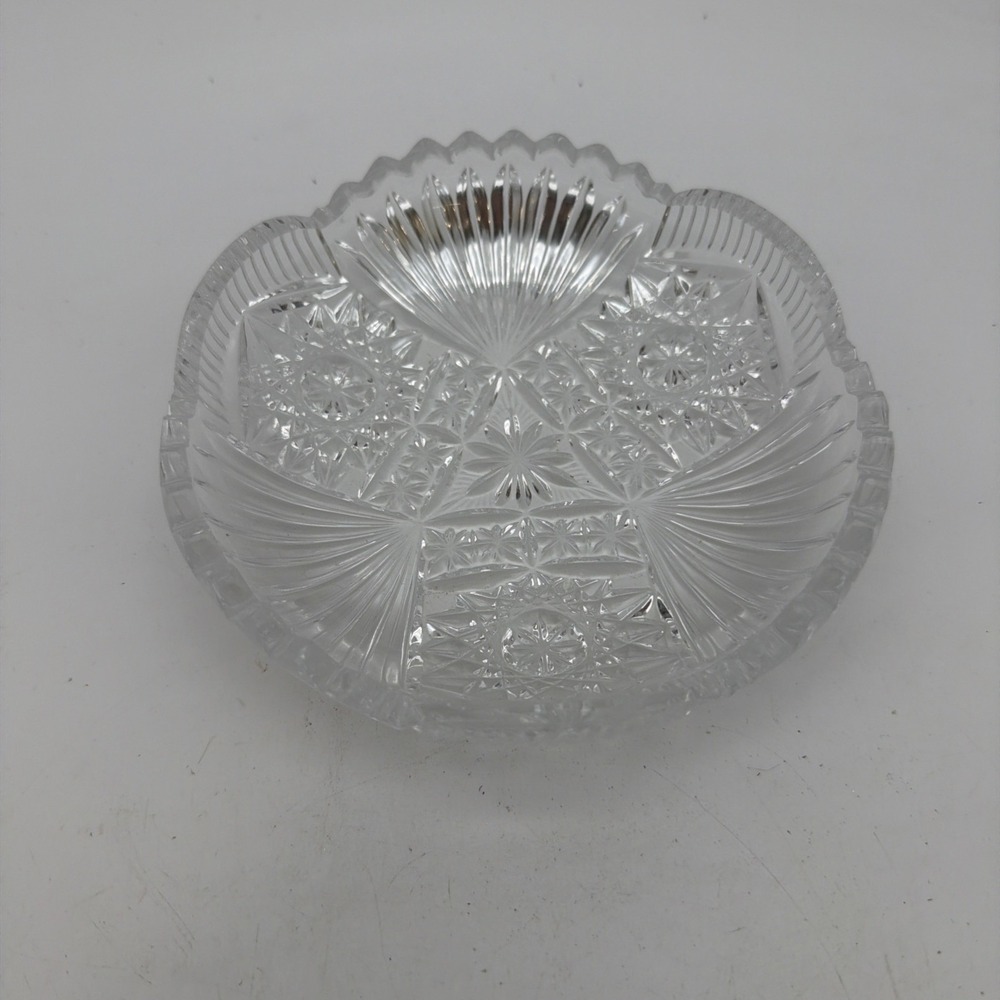 vintage cut crystal or pressed glass bowl